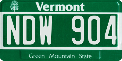VT license plate NDW904