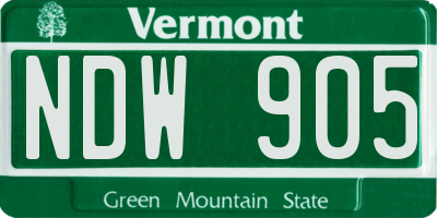 VT license plate NDW905