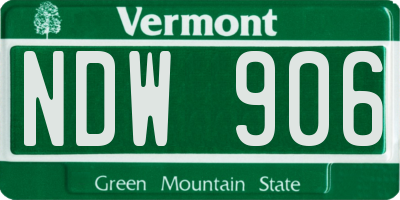 VT license plate NDW906