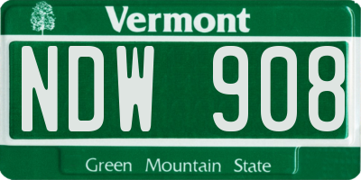VT license plate NDW908