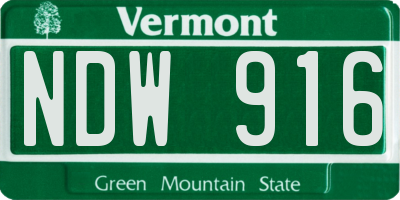 VT license plate NDW916