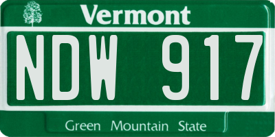 VT license plate NDW917