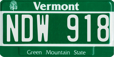 VT license plate NDW918