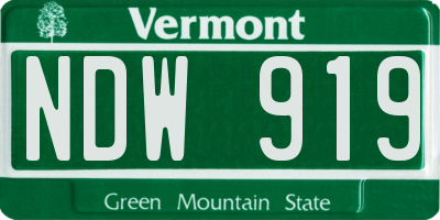 VT license plate NDW919