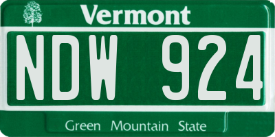 VT license plate NDW924