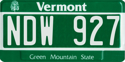 VT license plate NDW927