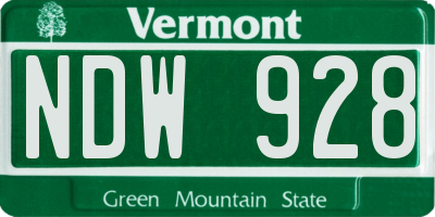 VT license plate NDW928