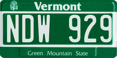 VT license plate NDW929