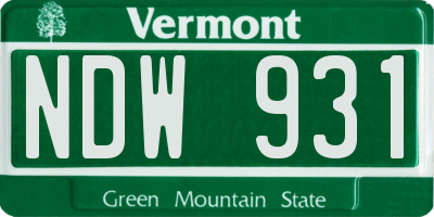 VT license plate NDW931