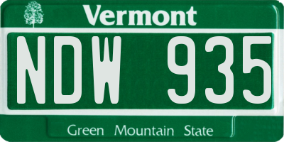 VT license plate NDW935