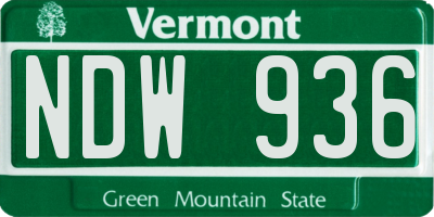 VT license plate NDW936