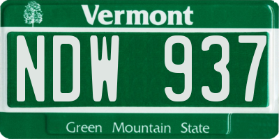 VT license plate NDW937