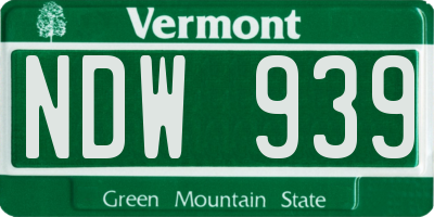 VT license plate NDW939