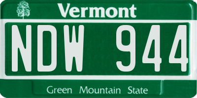 VT license plate NDW944