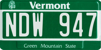 VT license plate NDW947