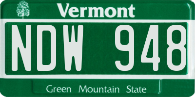 VT license plate NDW948