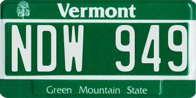 VT license plate NDW949