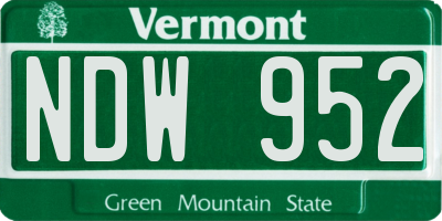 VT license plate NDW952