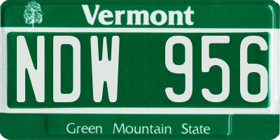VT license plate NDW956
