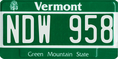 VT license plate NDW958