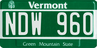 VT license plate NDW960