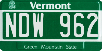 VT license plate NDW962