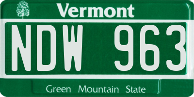 VT license plate NDW963