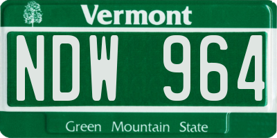 VT license plate NDW964