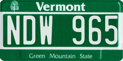 VT license plate NDW965