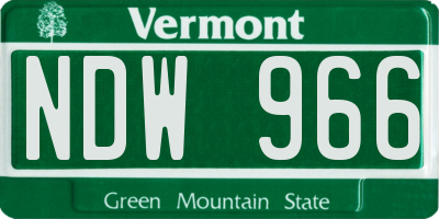 VT license plate NDW966