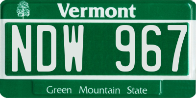 VT license plate NDW967