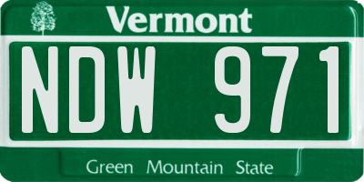 VT license plate NDW971