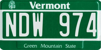 VT license plate NDW974