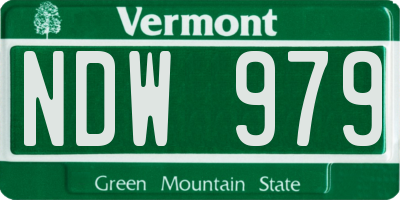 VT license plate NDW979