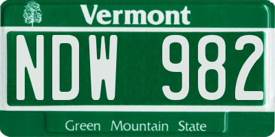 VT license plate NDW982