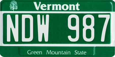VT license plate NDW987