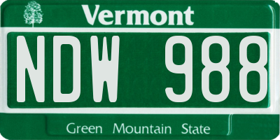 VT license plate NDW988
