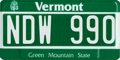 VT license plate NDW990
