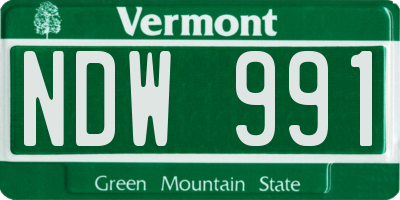 VT license plate NDW991