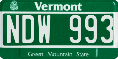 VT license plate NDW993