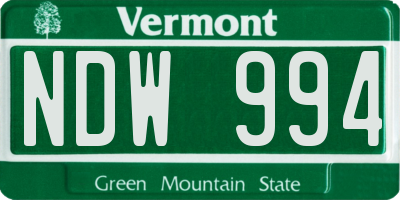 VT license plate NDW994