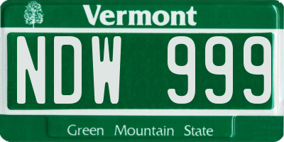 VT license plate NDW999