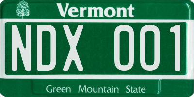 VT license plate NDX001