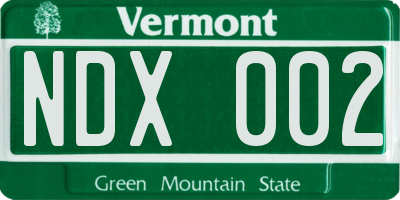 VT license plate NDX002