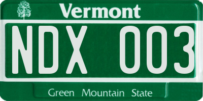 VT license plate NDX003