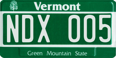 VT license plate NDX005