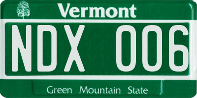 VT license plate NDX006