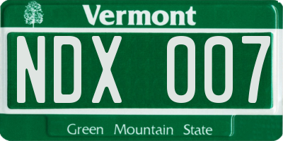 VT license plate NDX007