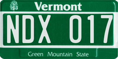 VT license plate NDX017