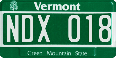 VT license plate NDX018